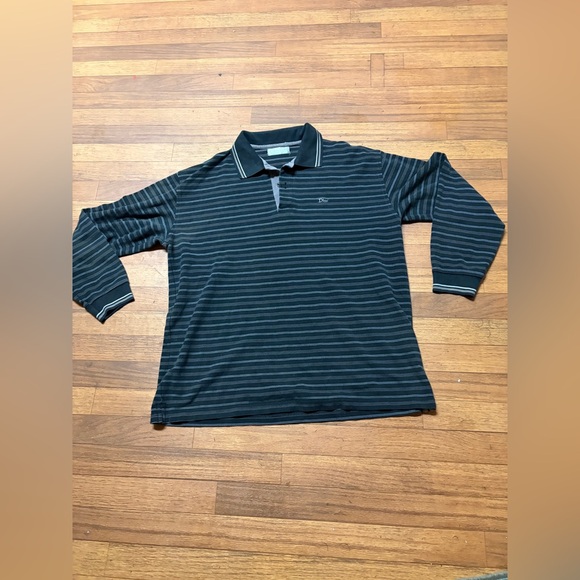 Dior Other - Dior Men's Striped Polo Shirt - Black and Gray